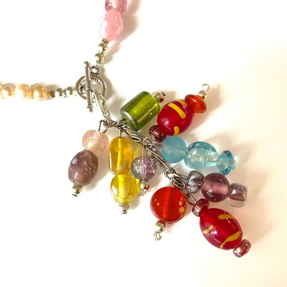 "Candy Summer I" Pearls Glass Necklace Silver Toggle Clamp by Patricia Adelson - Picture 2 of 5